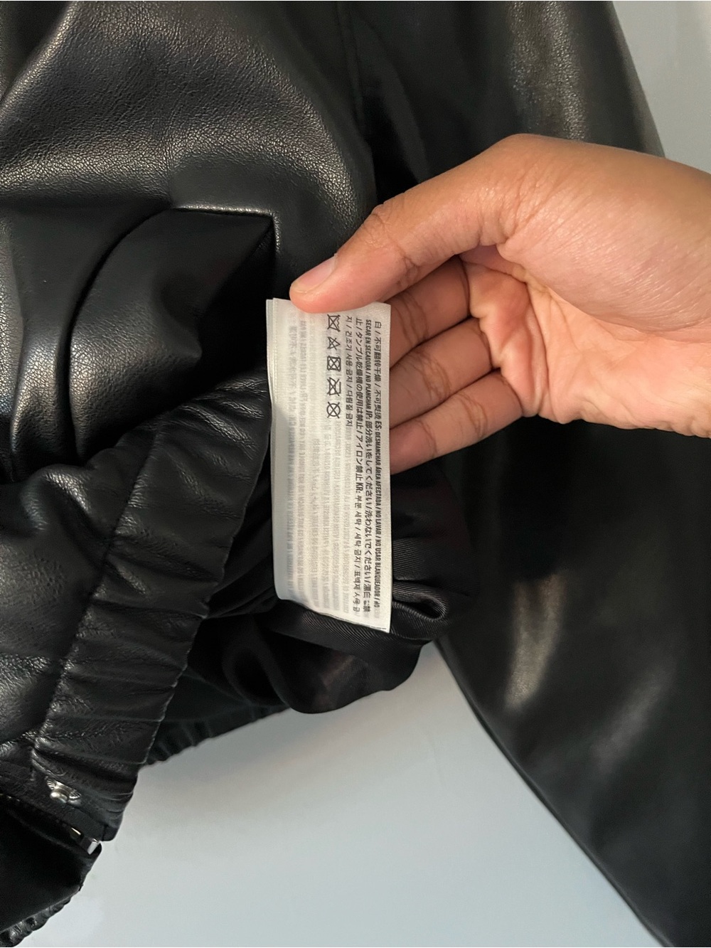 Abercrombie & Fitch Black vegan Leather cropped Bomber Jacket - Picture 11 of 14